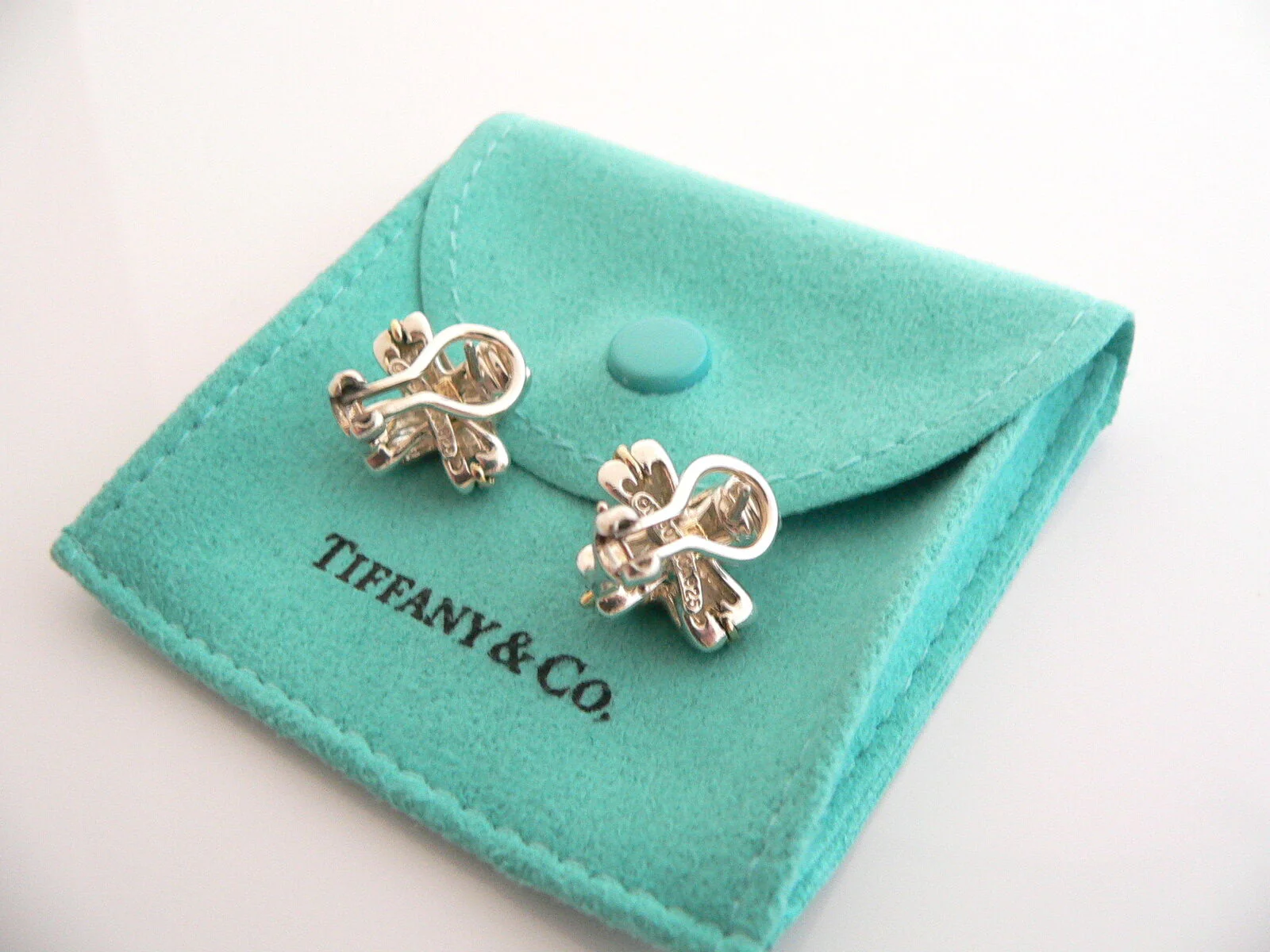 Tiffany & Co Silver 18K Gold Signature X Earrings Pierced Studs Gift Pouch Love
