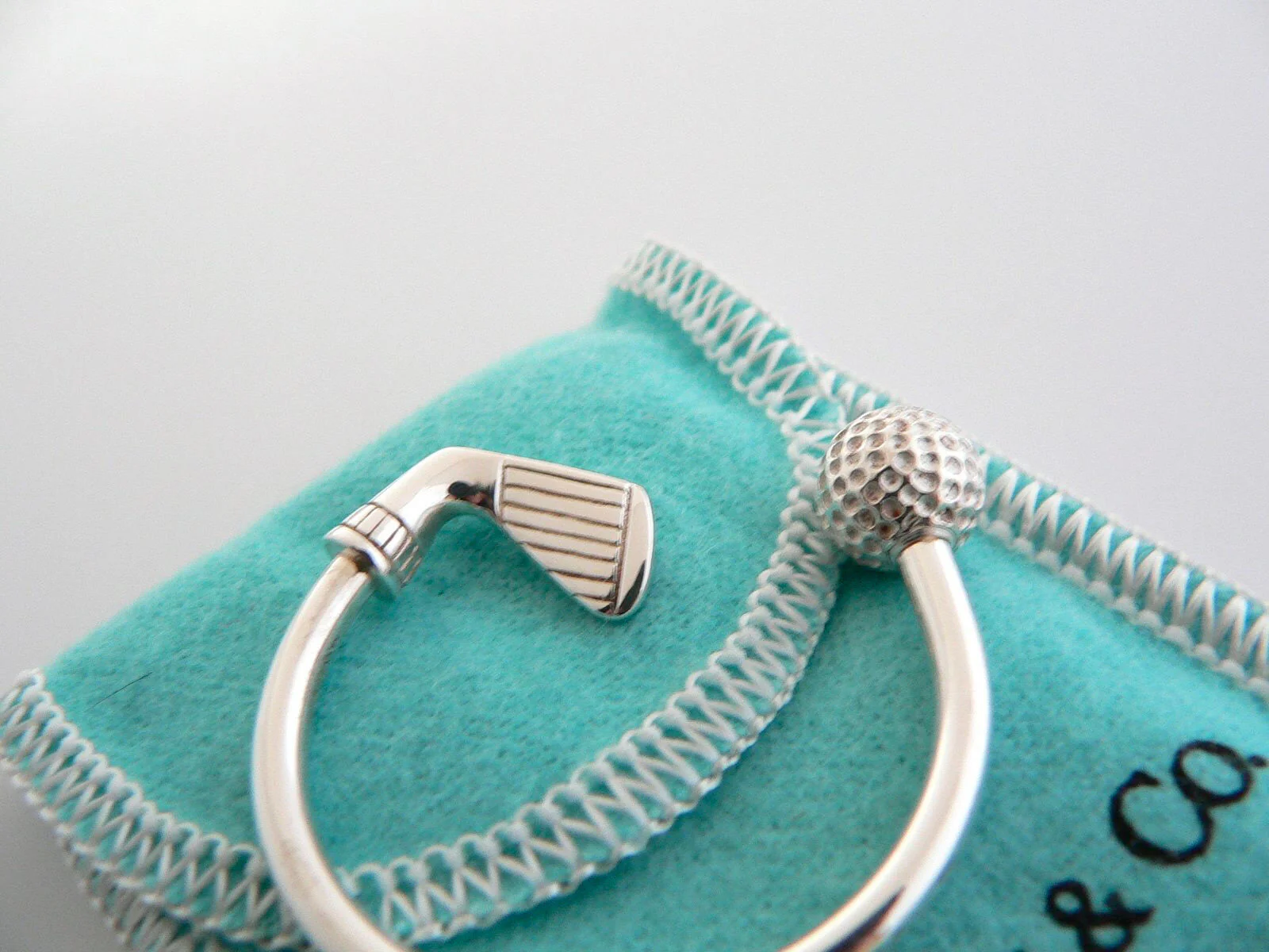 Tiffany & Co Silver Golf Club Golf Ball Key Ring Keychain Gift Pouch Sports