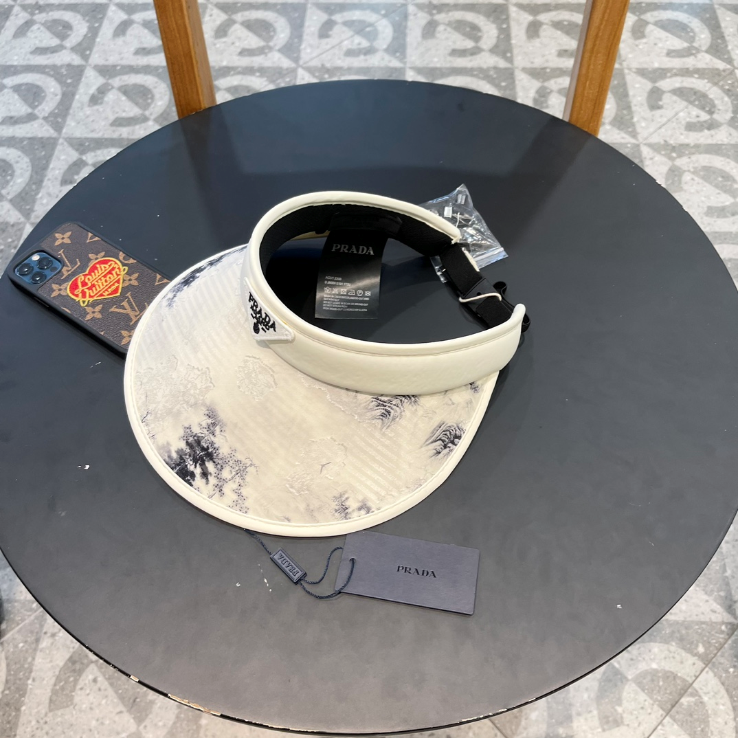 Prada Chinese Style ink Painting Empty Top Hat Sunhat （Replica）