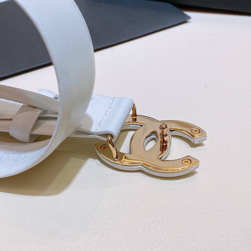 Chanel Belt With Double C Buckle White White-Toned Hardware Women Belt 30MM