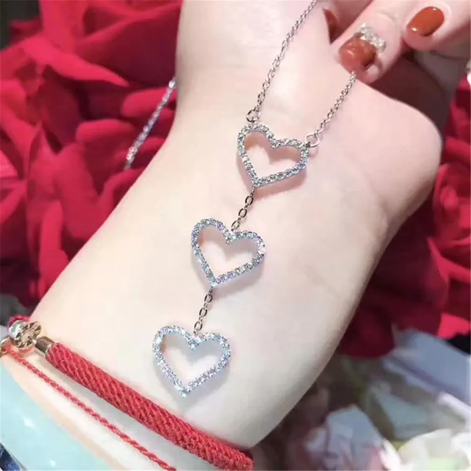 Tiffany Three Interlocking Hearts Pendant Necklace Women Jewelry Gift Lady UK For Sale