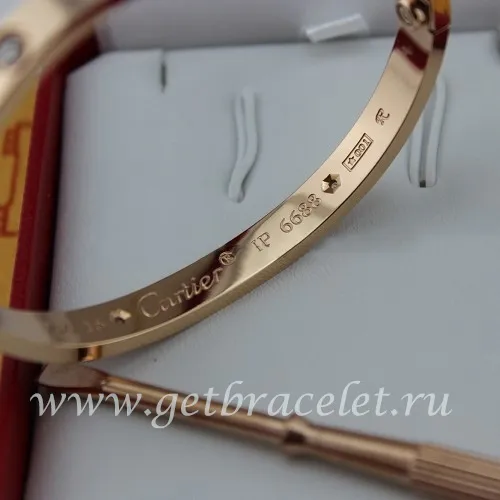 Replica Cartier Love Bracelet For Men and Women Pink Gold 4 Diamonds B6036016 (New Version - Prevent Screws Fall Out)