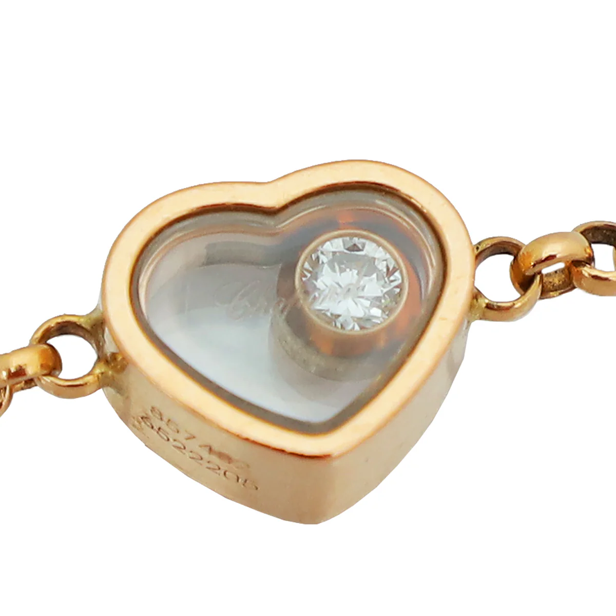 Chopard 18K Rose Gold Onyx Diamond Happy Hearts Bracelet