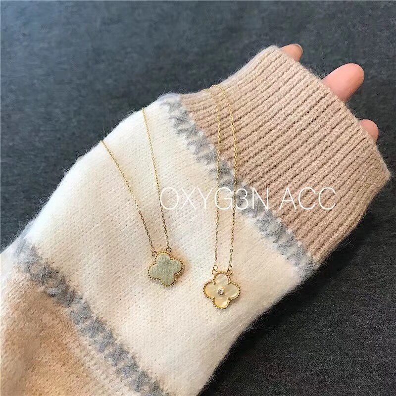 Van Cleef & Arpels Gold Mother-of-Pearl Four-Leaf Clover Necklace, Vintage Alhambra pendant