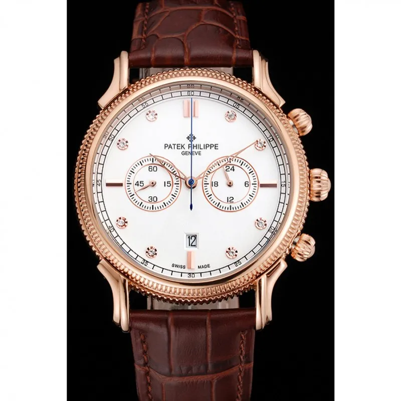 Chronograph White Dial With Diamonds 40 mm, Rose Gold Plated