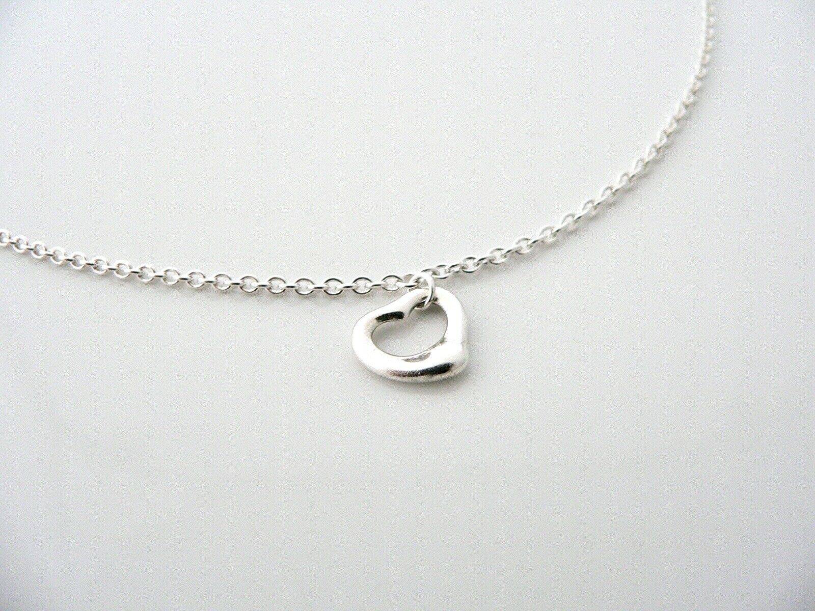 Tiffany & Co Silver Open Heart Bracelet Bangle 6.75 In Chain Gift Love Child Kid