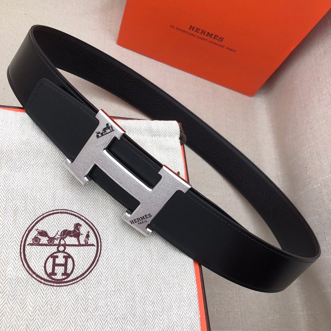 Hermes H Belt Buckle & Reversible Black For Women, Women Belt 380MM