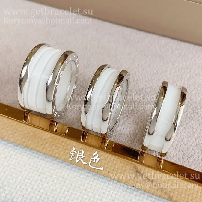 B.zero1 4-Band Rose Gold Ring with White Ceramic