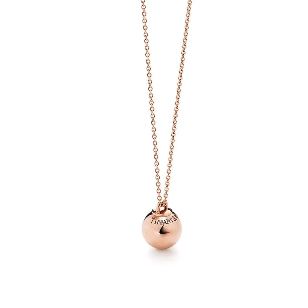 Timeless Style Tiffany Hardwear Ball Pendant Rose Gold Necklace For Ladies Fake
