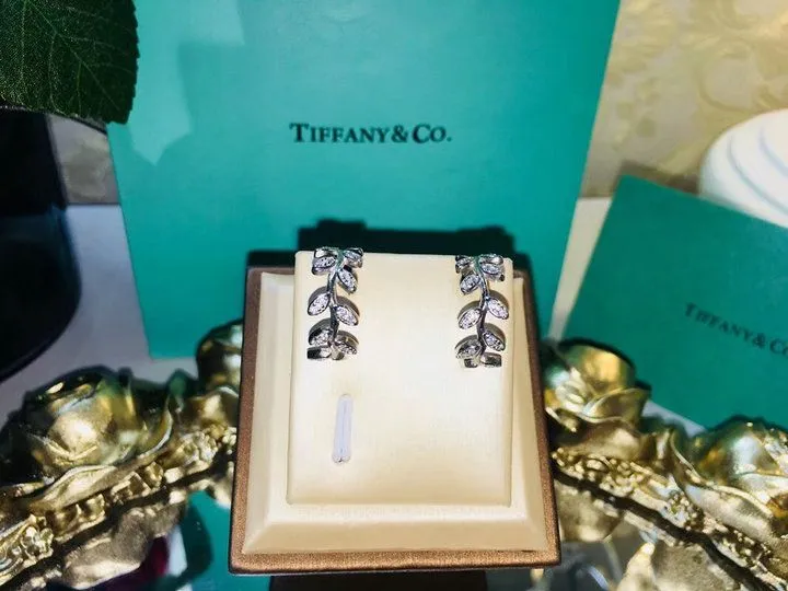 Price Online Tiffany Paloma Picasso Necklace Earrings Olive Leaf Diamonds Pendant Jewelry UK Sale Online 34941041