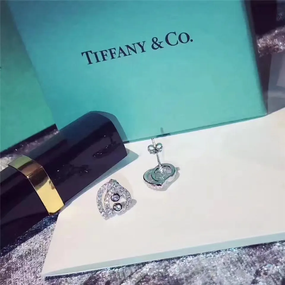 Tiffany Enchant 925 Silver Hollow Heart Ear-stud Studded Crystals For Ladies Online Replica 33725906