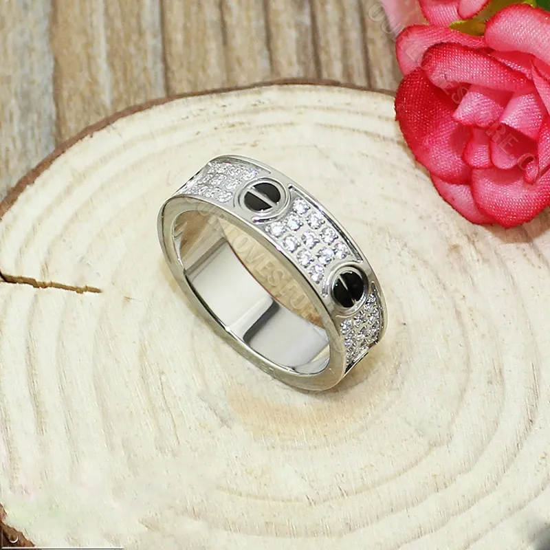 Replica Cartier Love Ring 18K White Gold Black Ceramic Paved Diamonds B4207600