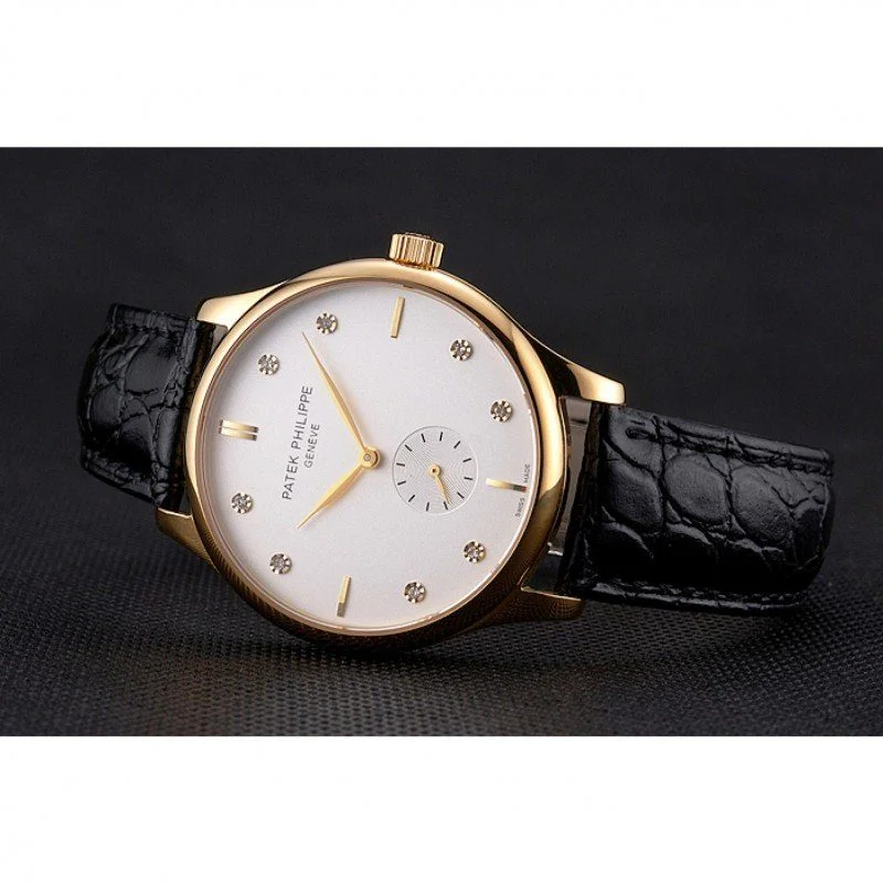 Calatrava White & Diamond Dial 39 mm, Yellow Gold Plated