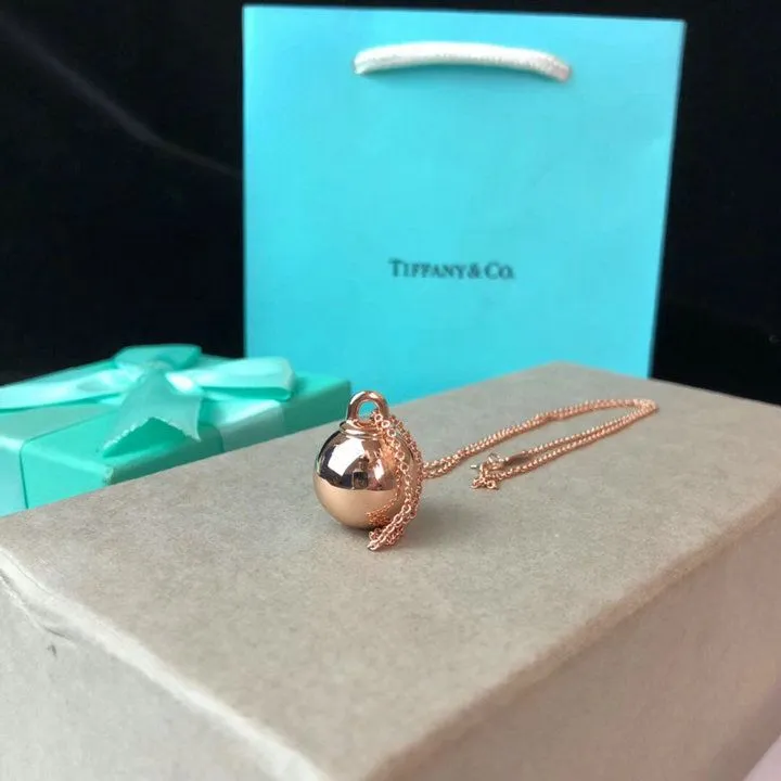 Tiffany Hardwear Ball Pendant Chain Necklace Pink/Yellow Gold Fashion Women Jewelry GRP09557/GRP09558