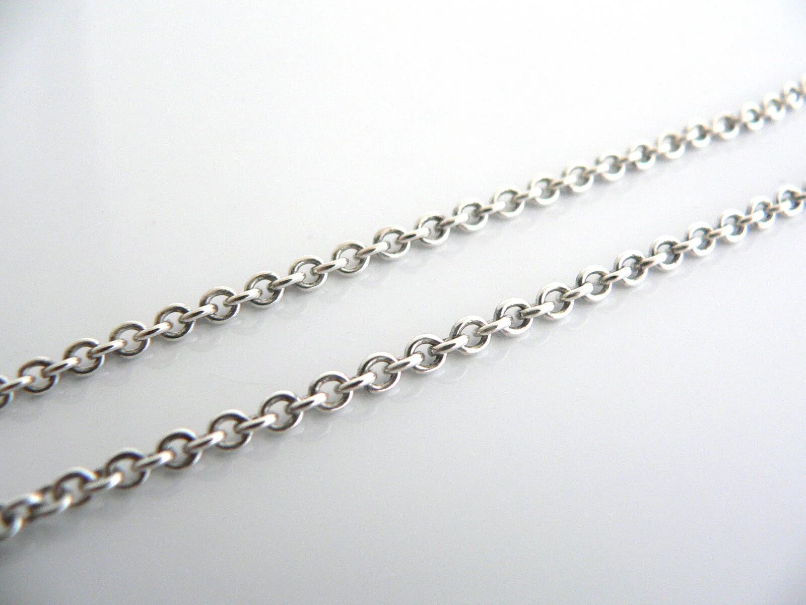 Tiffany & Co Silver 2 mm Thick Curb Chain Necklace 18 In 4 Pendants Charms Gift