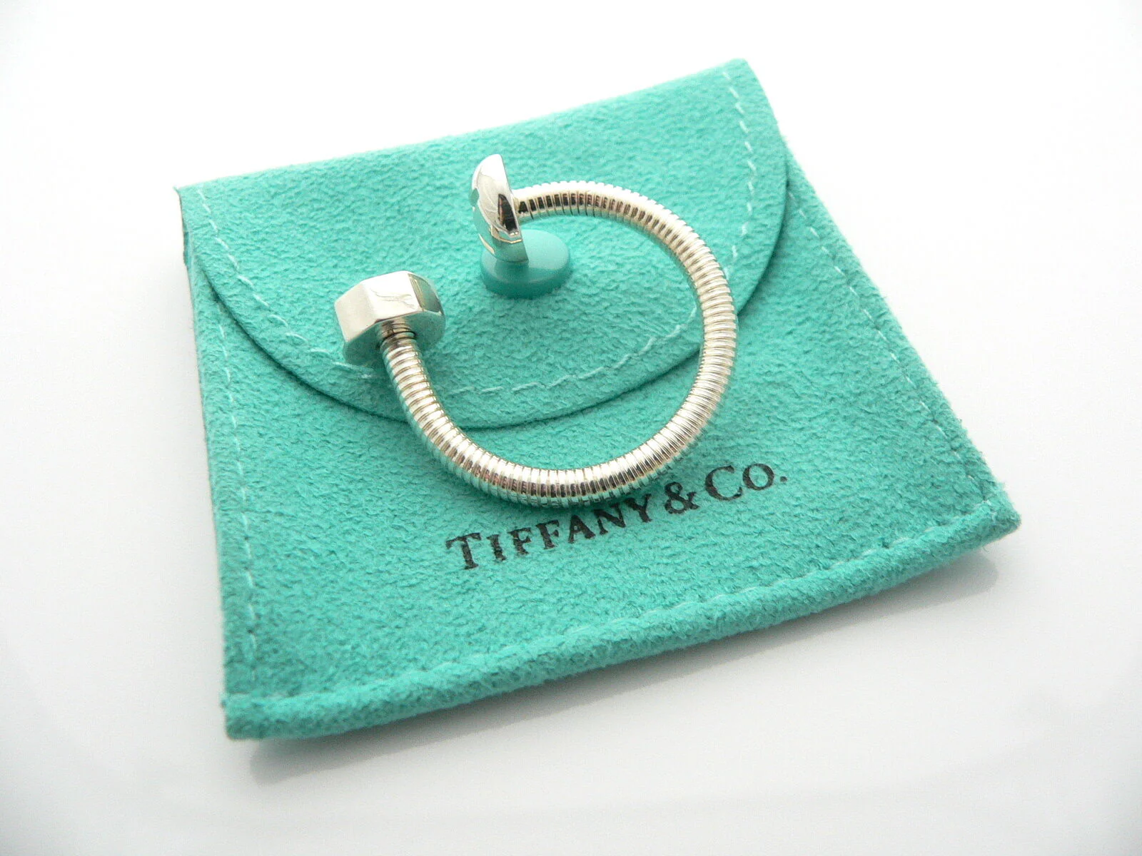 Tiffany & Co Nut & Bolt Key Ring Screw Key Chain Keychain Silver Love Gift Pouch