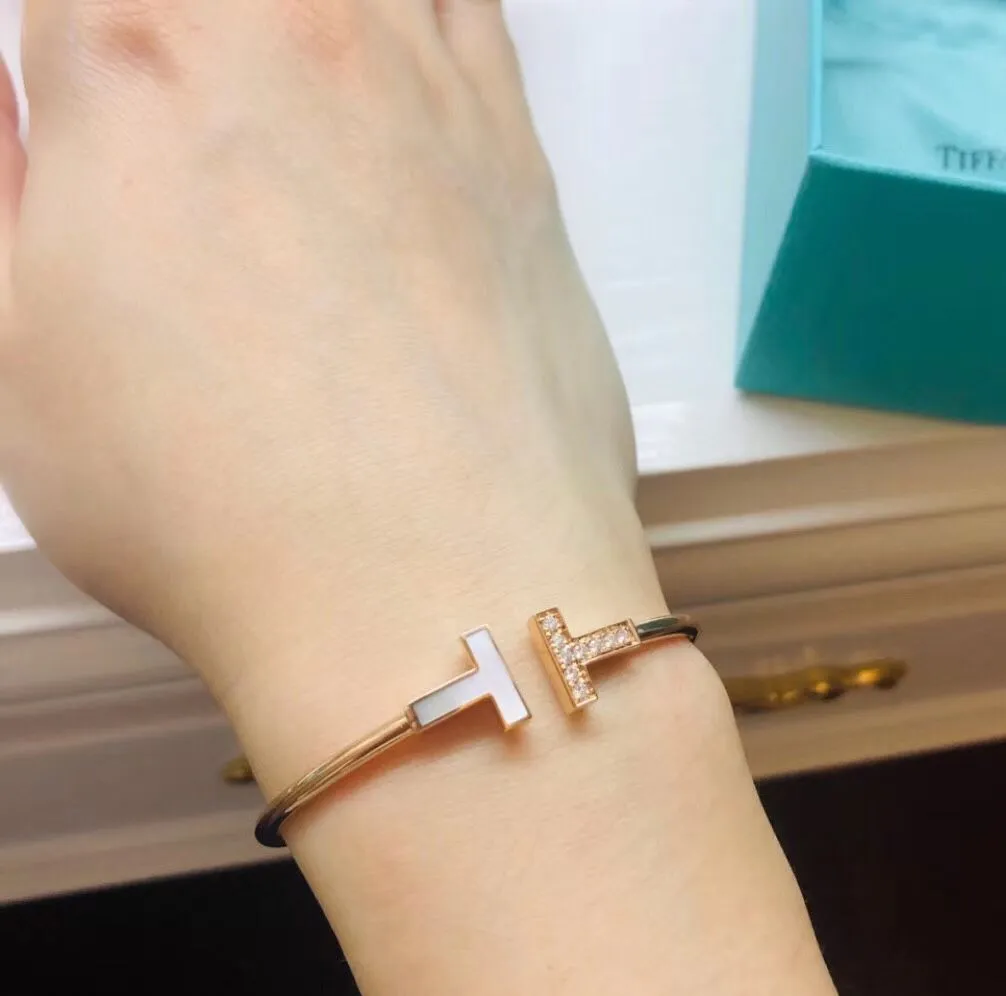 Best New Tiffany Tiffany T1 Rose Gold Double T Asymmetric Diamonds&MOP Sale Online Rigent Bracelet