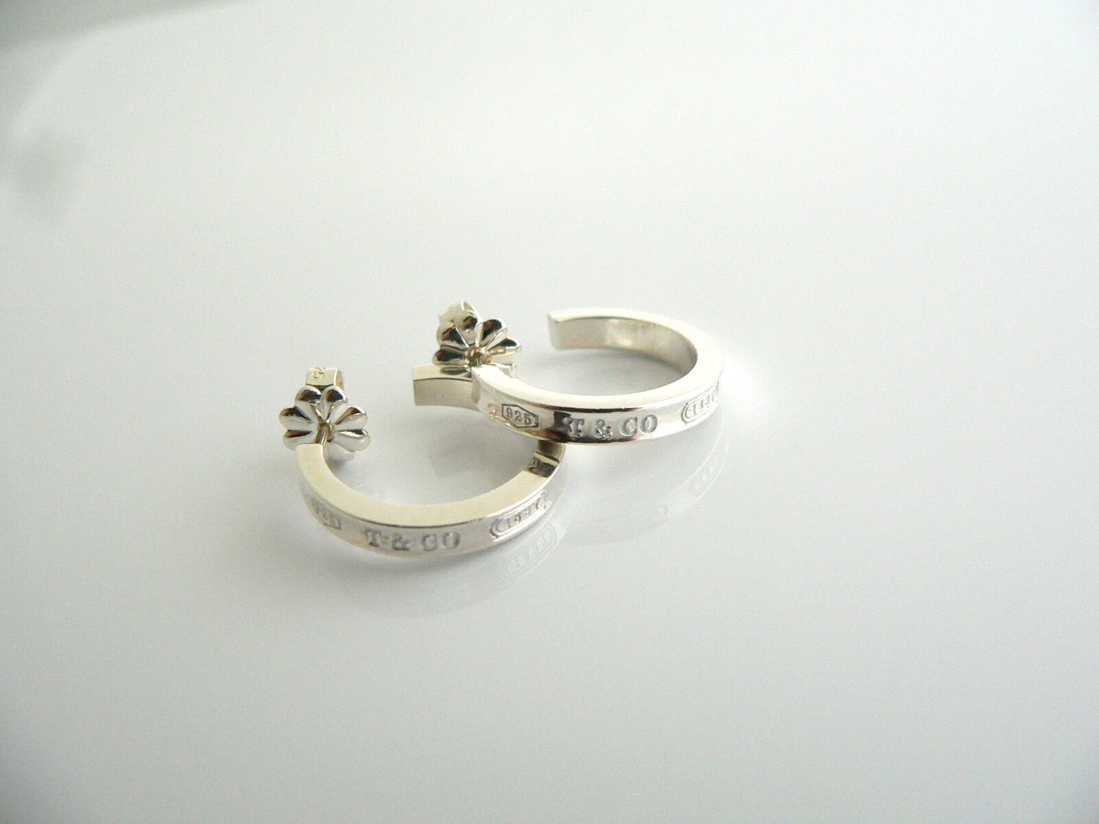 Tiffany & Co Silver 1837 Thin Hoop Earrings Rare Gift Love