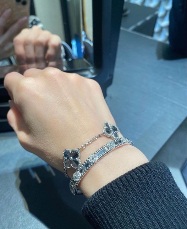 Van Cleef Bracelet Dupe, White Gold Clover Bracelet