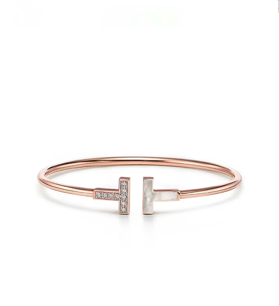 Best New Tiffany Tiffany T1 Rose Gold Double T Asymmetric Diamonds&MOP Sale Online Rigent Bracelet