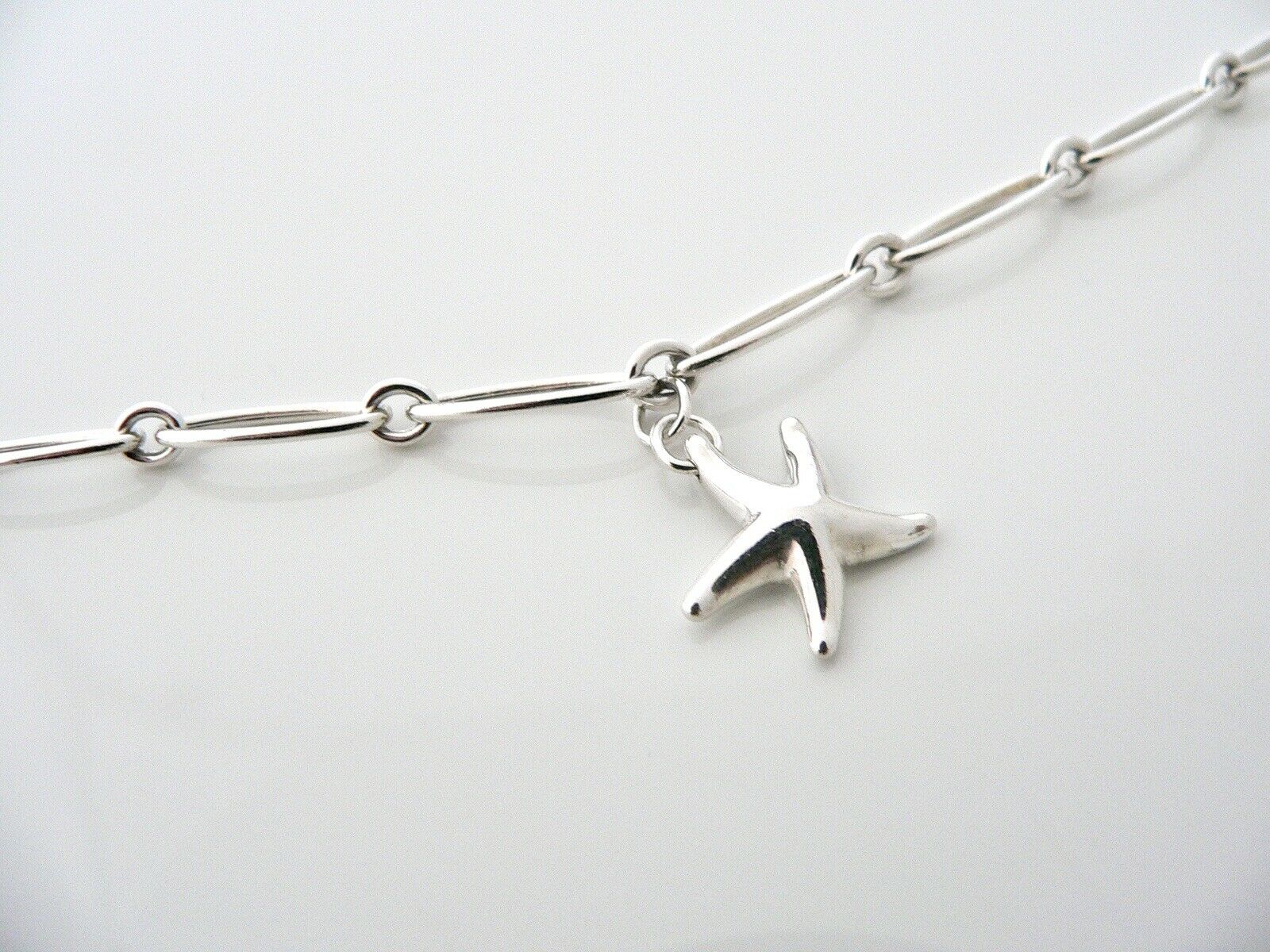 Tiffany & Co Silver Peretti Starfish Link Bracelet 8 Inch Chain Gift Pouch Love