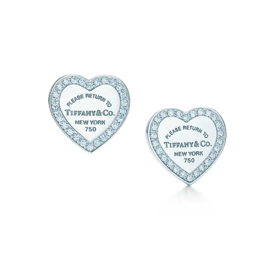 Top Tiffany Heart Earrings Sterling Silver Diamonds Fashion Style USA Wholesale Women