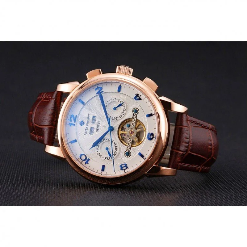 Perpetual Calendar Tourbillon Dial White 44 mm, Rose Gold Plated
