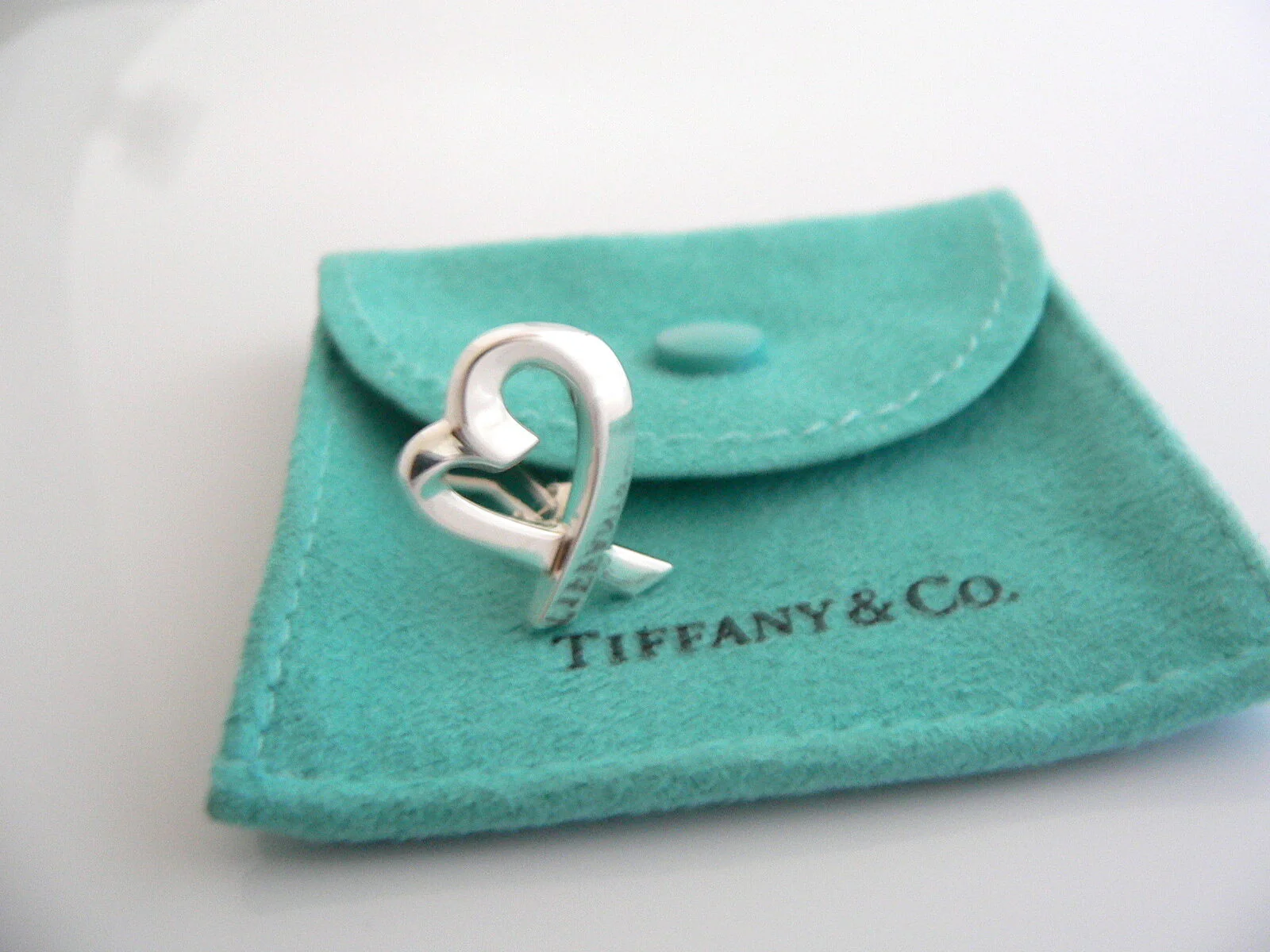Tiffany & Co Silver Picasso Large Loving Heart Earrings Studs Rare Gift Pouch