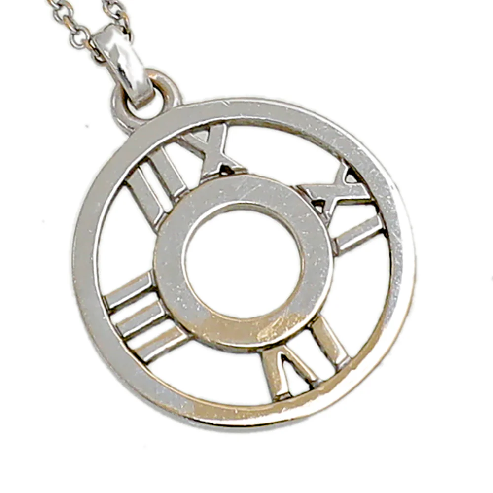 Tiffany & Co 18K White Gold Diamond Atlas Numerical Open Pendant Necklace