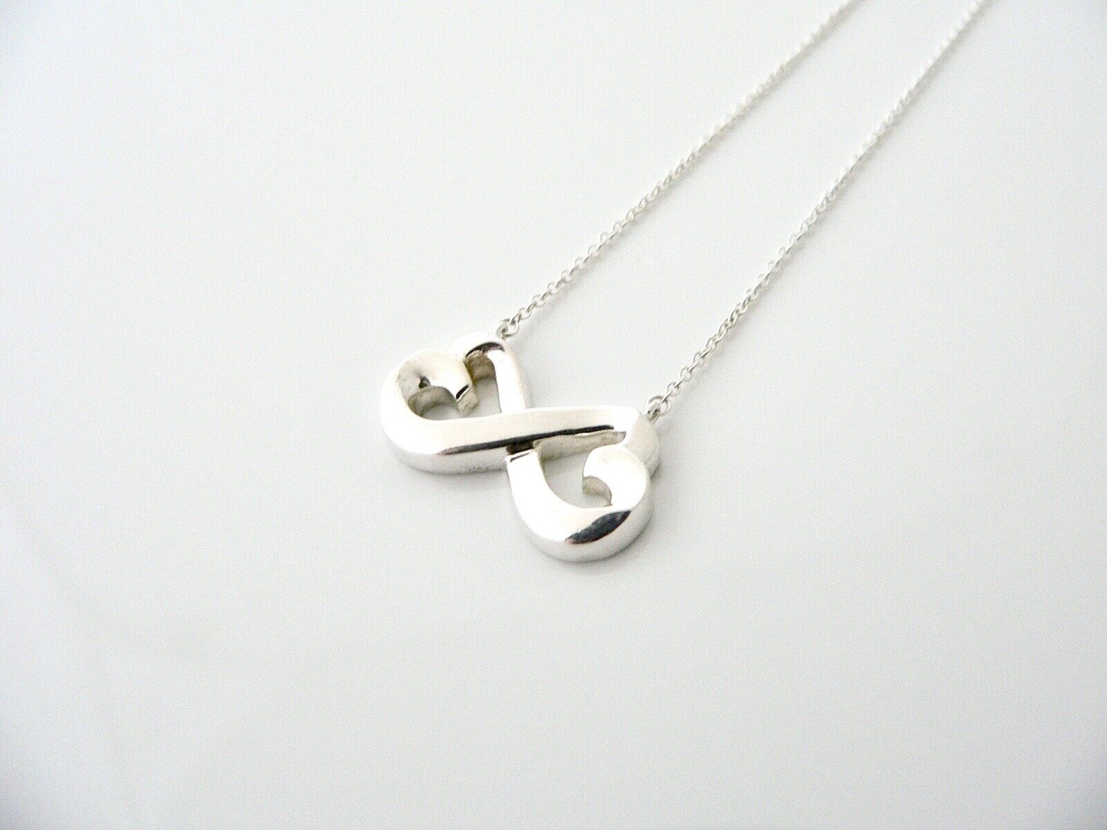 Tiffany & Co Silver Picasso Double Loving Heart Necklace 19 inch Chain Gift
