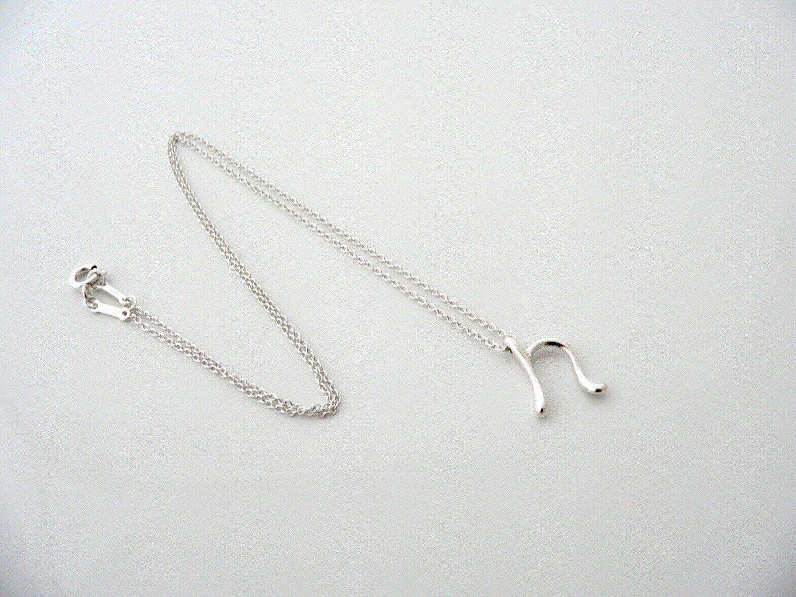 Tiffany & Co Silver Peretti Alphabet N Necklace Pendant Chain Charm Gift Love