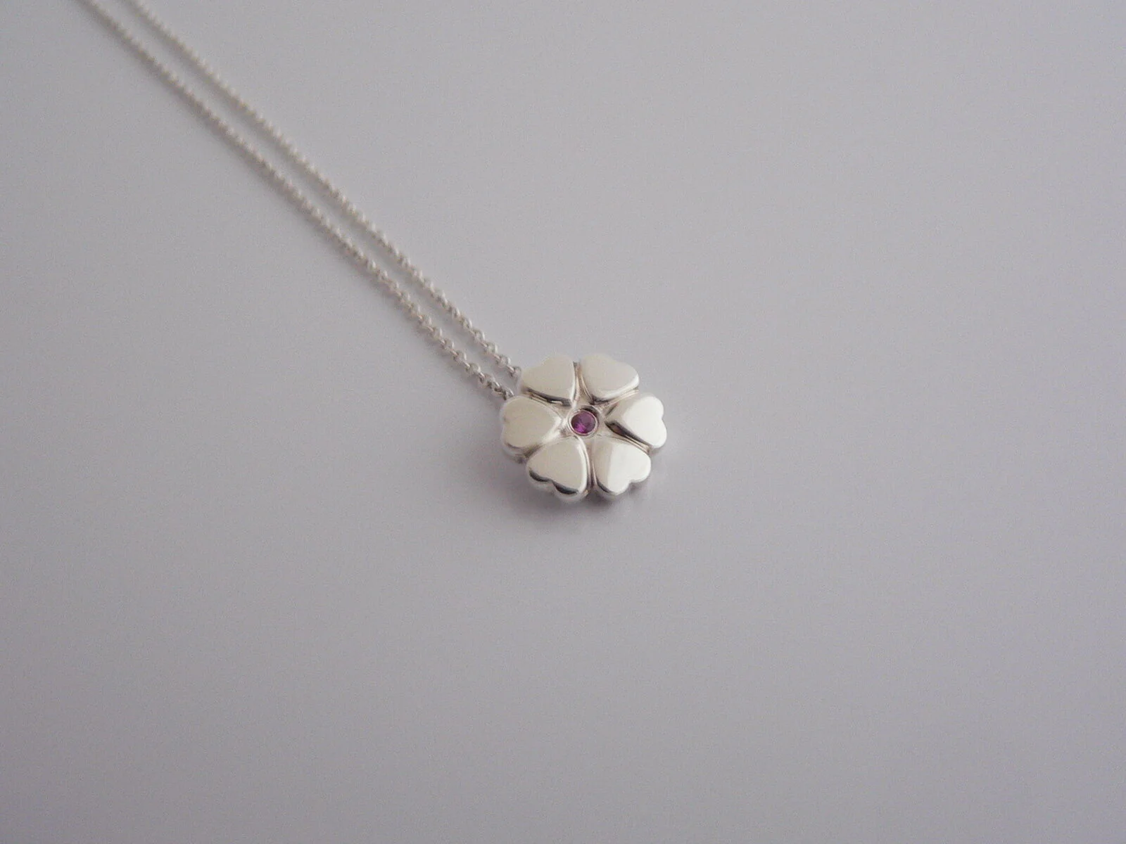 Tiffany & Co Crown of Hearts Pink Sapphire Necklace Pendant Silver Love Gift