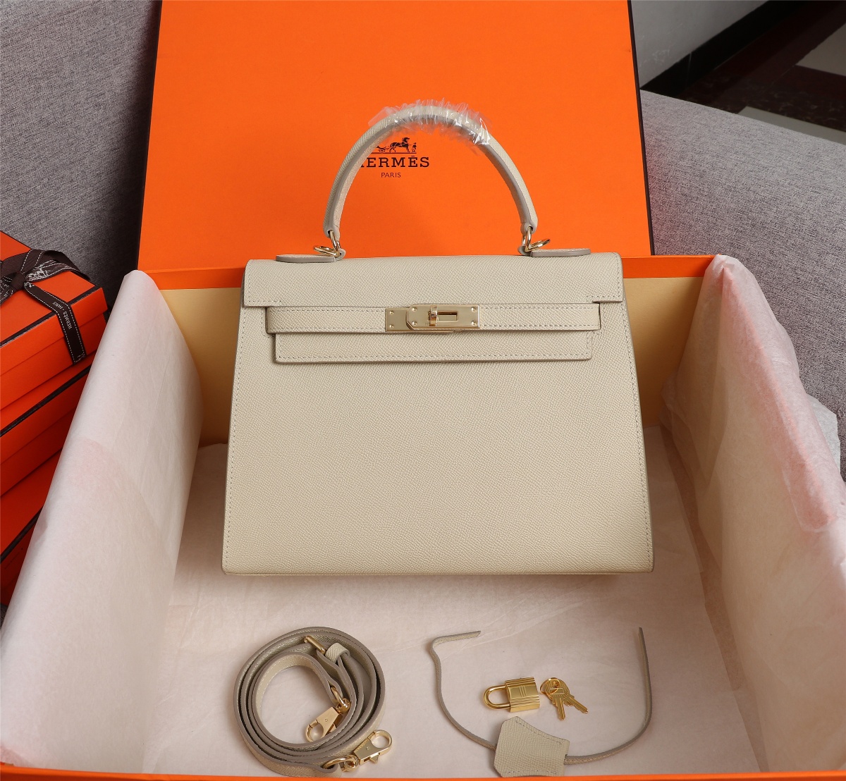 Hermes Kelly Gold Buckle Bag-Epsom Shoulder Bag Handbag(Replica)