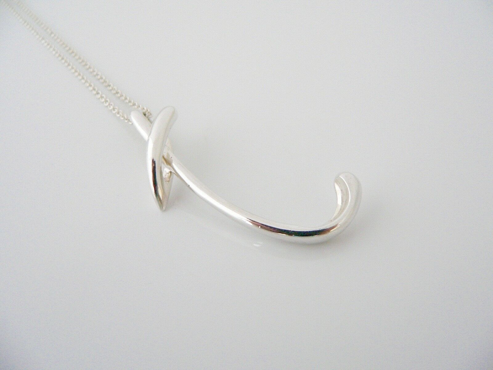 Tiffany & Co Silver Peretti Large Alphabet T Necklace Pendant Charm Chain Gift