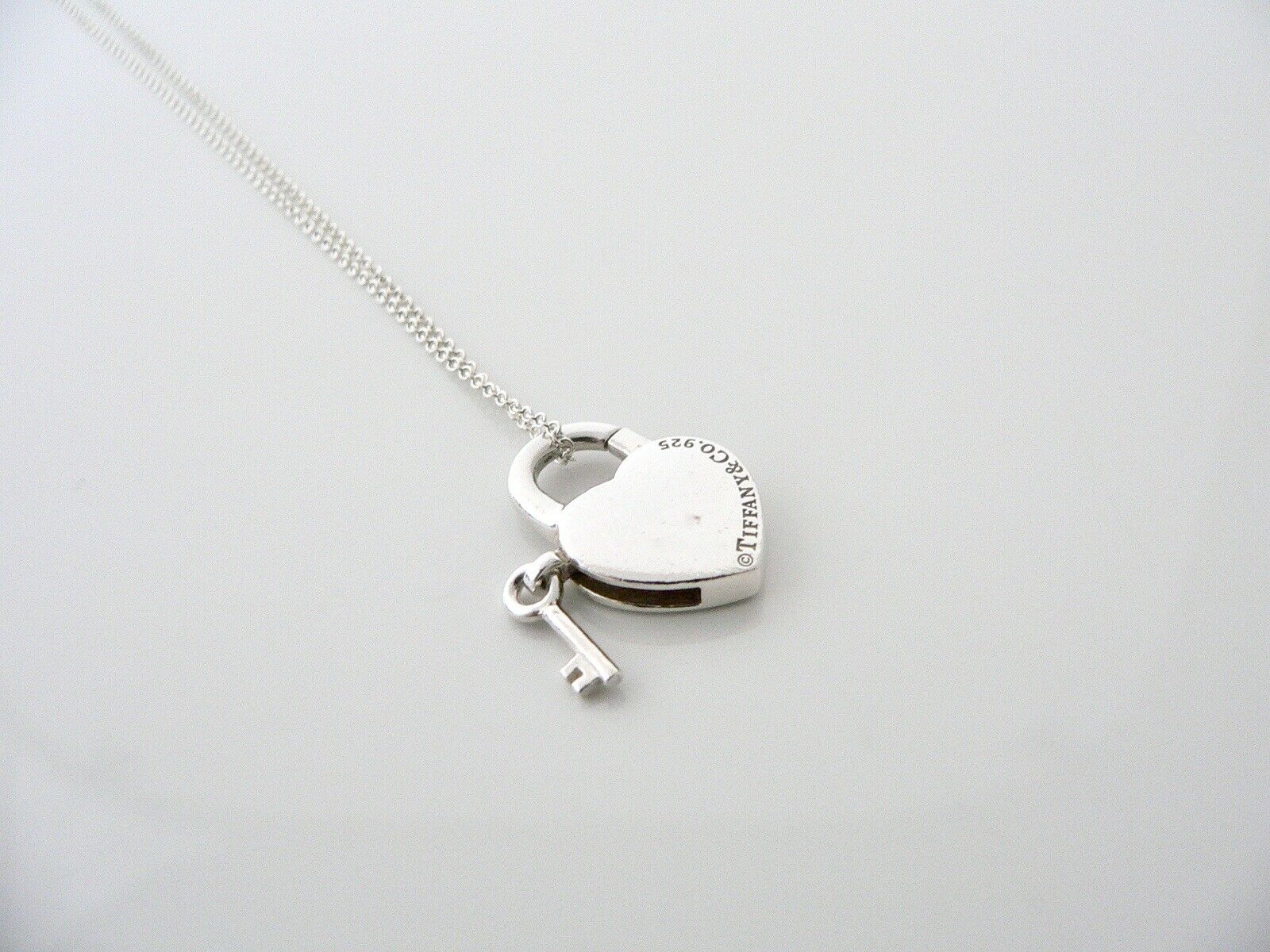 Tiffany & Co Silver Heart Key Padlock Charm Necklace Pendant Bracelet Gift Love