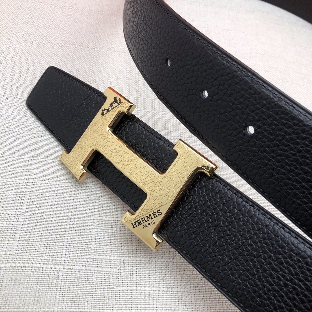 Hermes H Belt Buckle & Reversible Black For Women, Women Belt 380MM