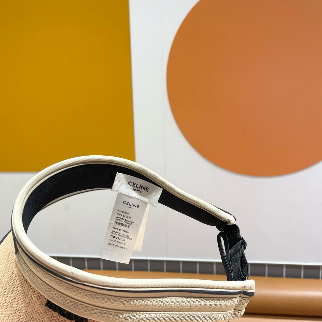Celine  Straw Hat, Letter Hat, Empty Top Hat Sunhat （Replica）