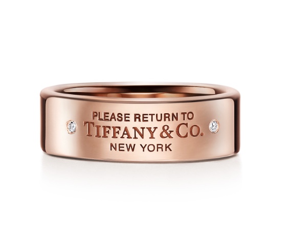 Return to Tiffany, Narrow Ring in Rose Gold with Diamonds