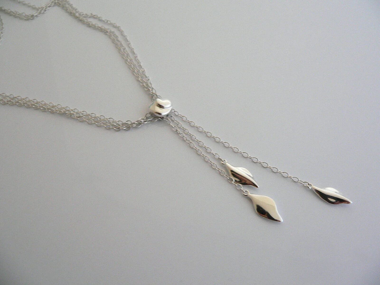 Tiffany & Co Leaf Dangle Necklace Pendant Chain Nature Lover Gift Pouch T and Co