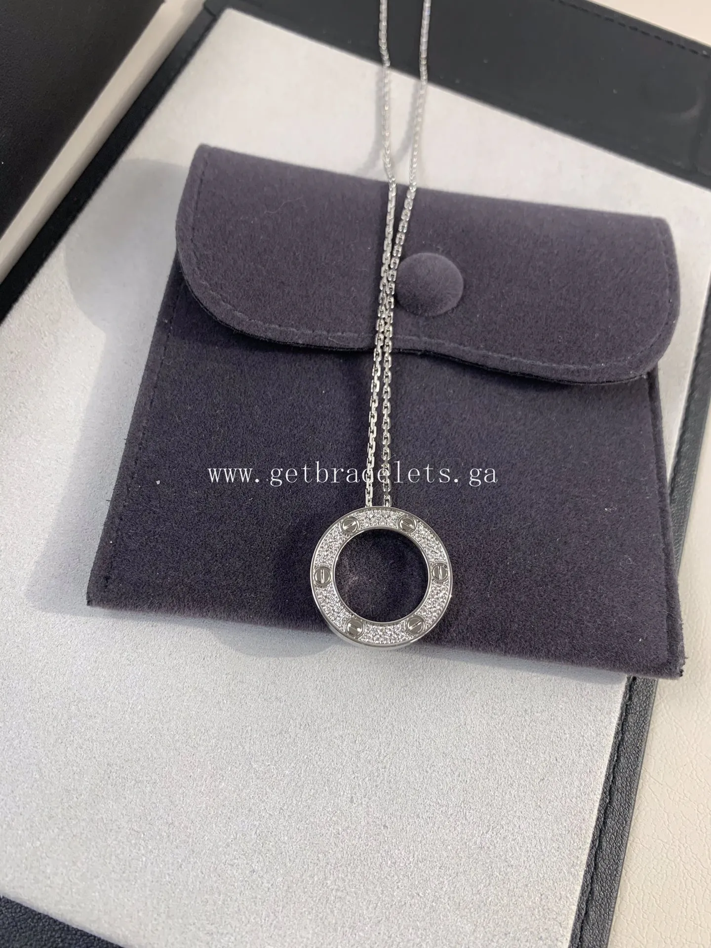 Cartier Love Necklace White Gold With Pave Diamonds