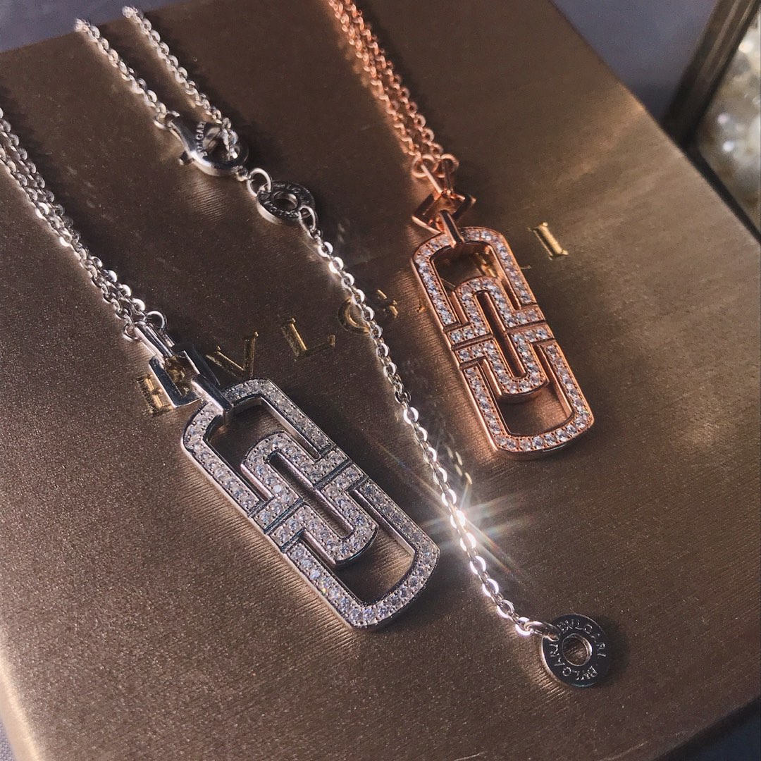 Bvlgari Paperclip Necklace with Diamonds