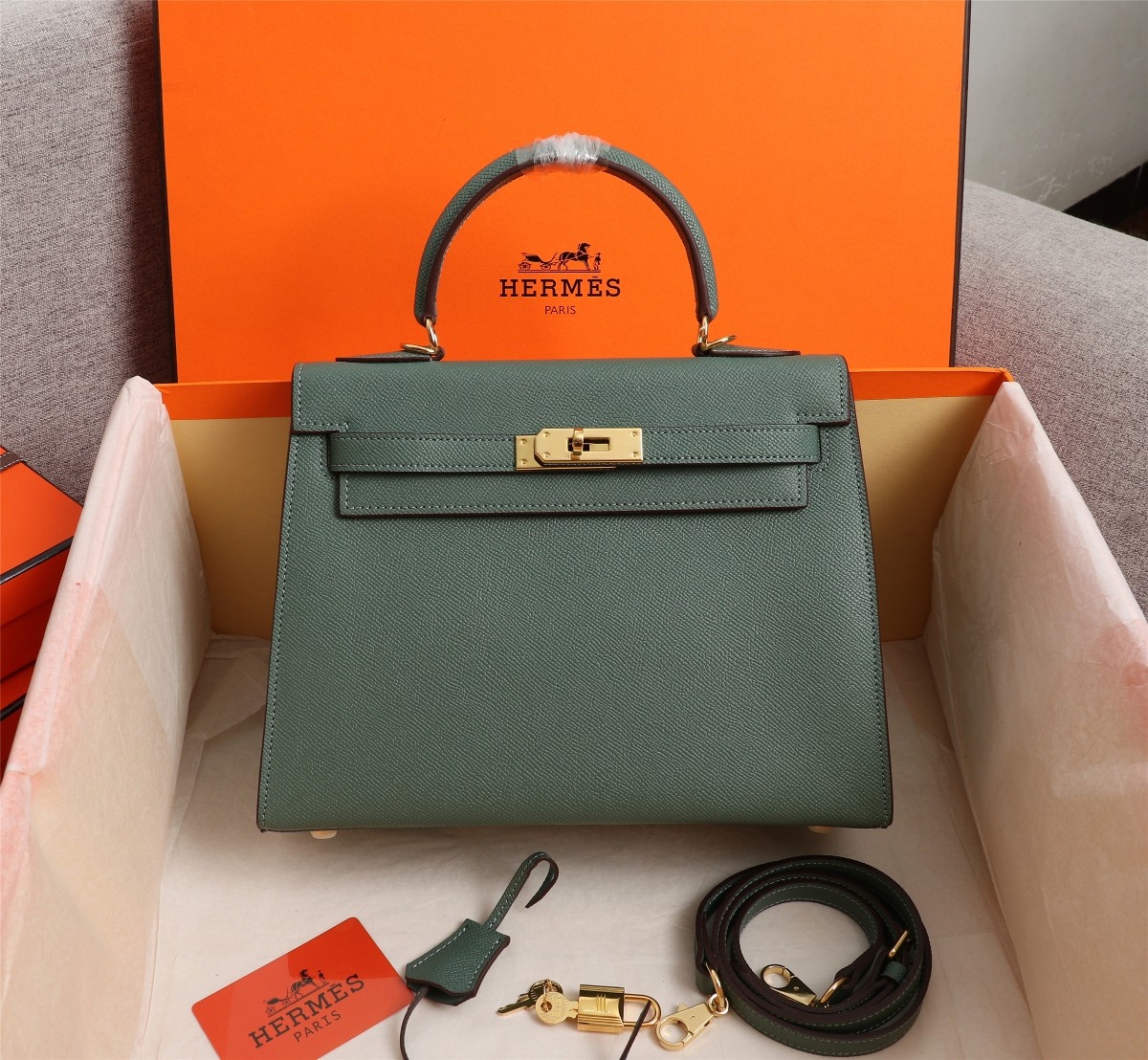 Hermes Kelly Gold Buckle Bag-Epsom Shoulder Bag Handbag(Replica)