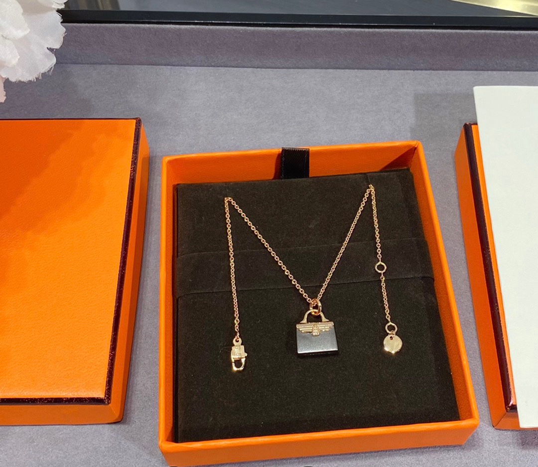 Hermes Black Bag Necklace