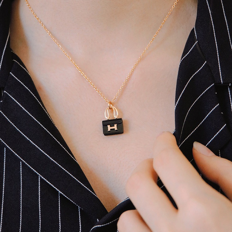 Hermes Black Bag Necklace