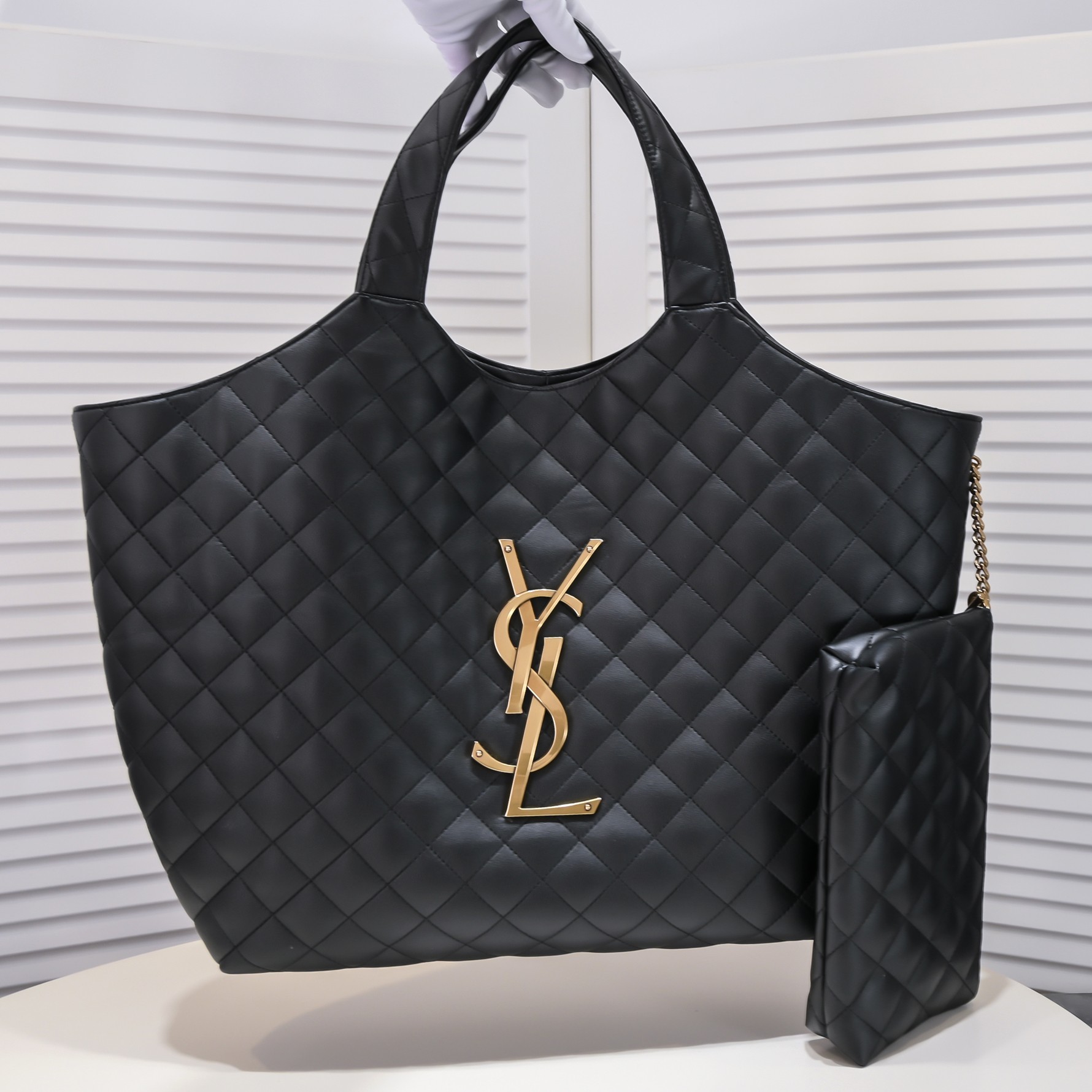 Saint Laurent YSL Icar Maxi Shopping Bag In Quilted Lambkin Shoulder Bag Handbag