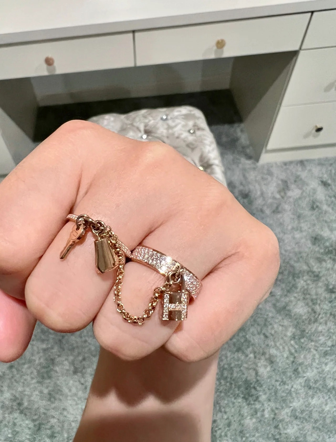 Hermes Full Diamond Connecting Ring