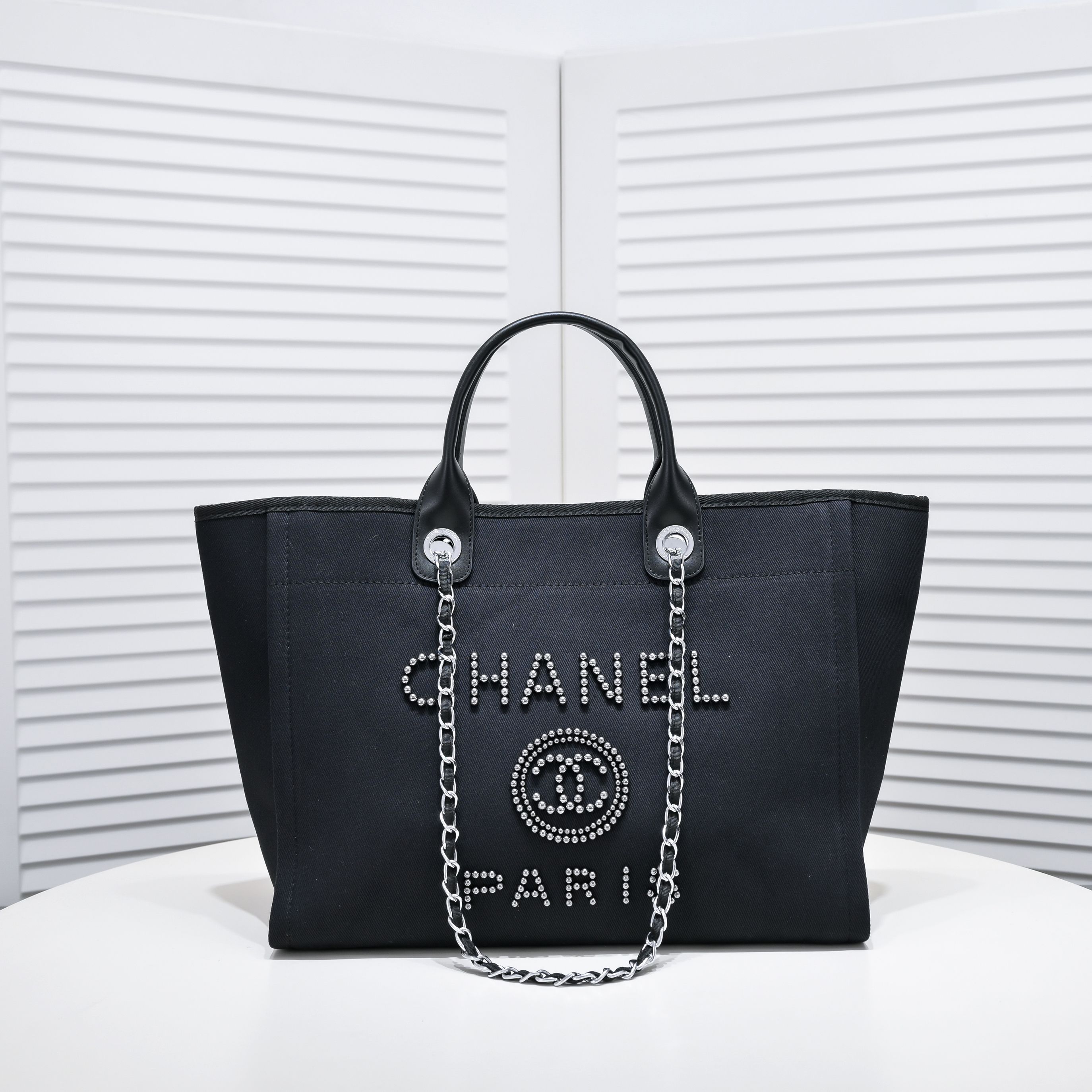 Chanel Cruise Chain Canvas Beach Bag Shopping bag Tote Shoulder Bag Handbag