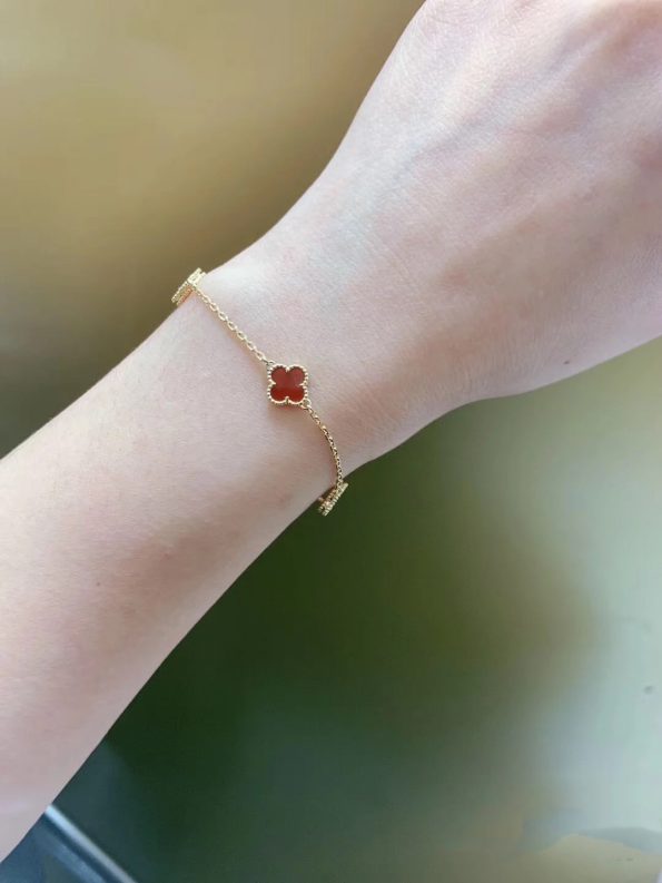 Van Cleef Bracelet Dupe, Mini Red Clover Bracelet