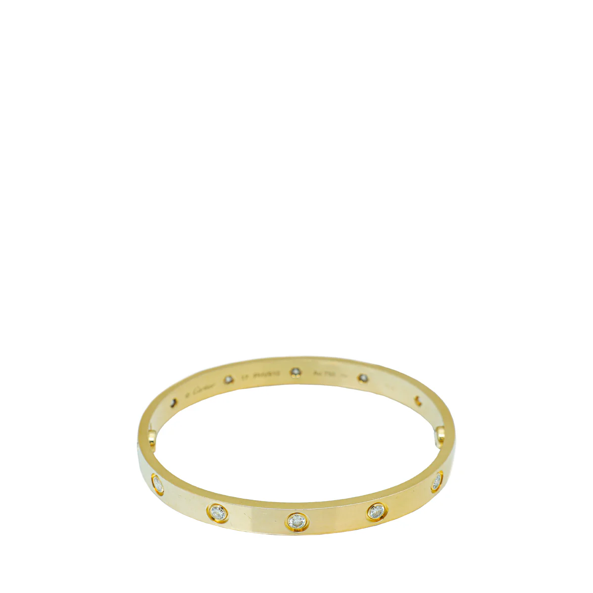 Cartier 18K Yellow Gold 10 Diamonds Love Bracelet 17