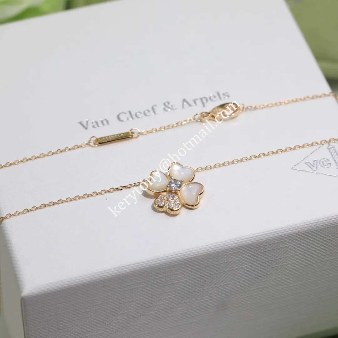 Top Sale Van Cleef Arpels Cosmos Clip Pendant Rose Gold With Diamond White/Red/Black/Green Low Price